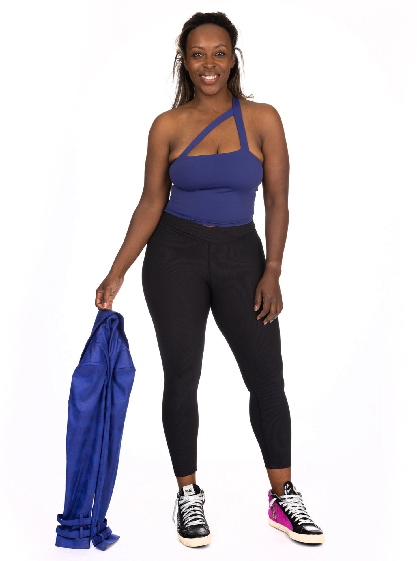 Cross-Front Tank Top in Midnight Blue