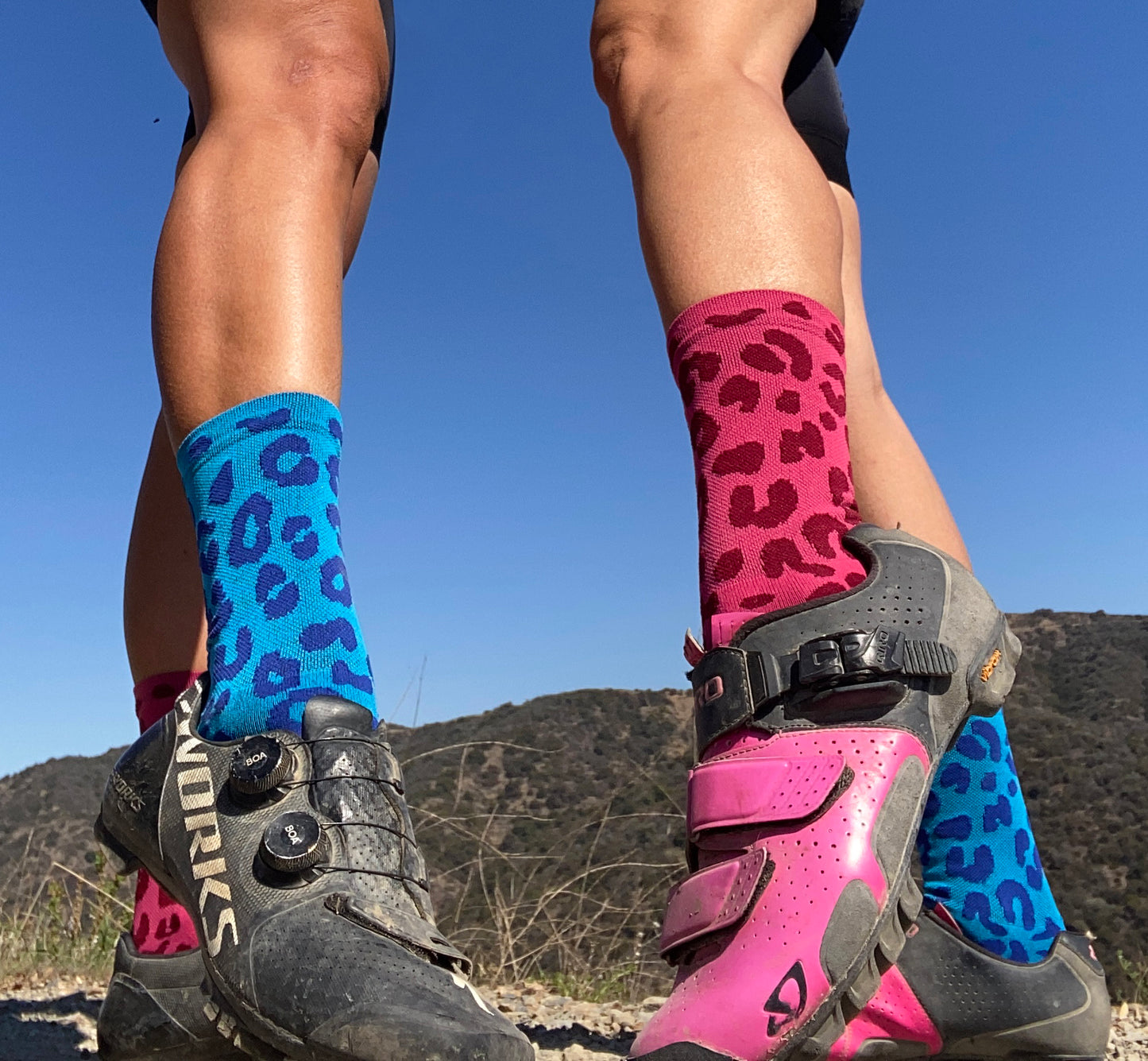 Blue Leopard Cycling Socks